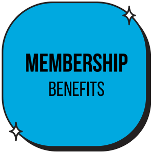 Sparkle Bubble with text that says Membership Benefits