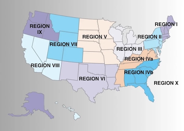 Region Map with regions #'s overlayed