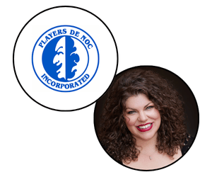 Players de Noc logo and playwright Emily Turner headshot