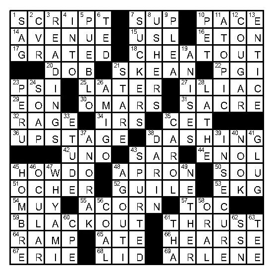 Crossword puzzle with solutions