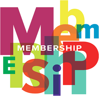 Multi-colored letters, spelling "Membership"